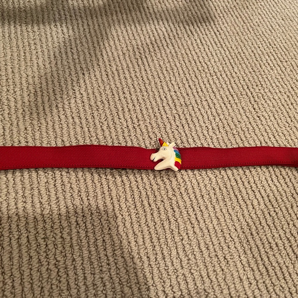 Vintage Red Kids Belt with Unicorn Charm